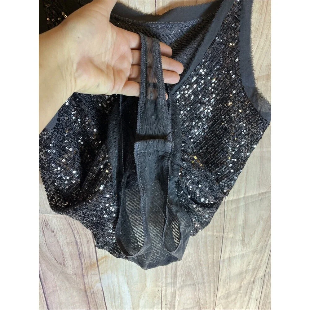 Free People Bodysuit Womens Medium Sequin Spark Party Event Concert 170/96A